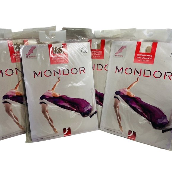 4 Packs MONDOR 397 Dance Tights Child Size 6-10 Footed Soft Light Tan Support - Picture 2 of 6